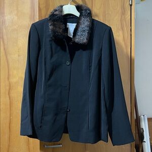 Jaclyn Smith Classic Black Jacket with Faux Fur Trim and Skirt